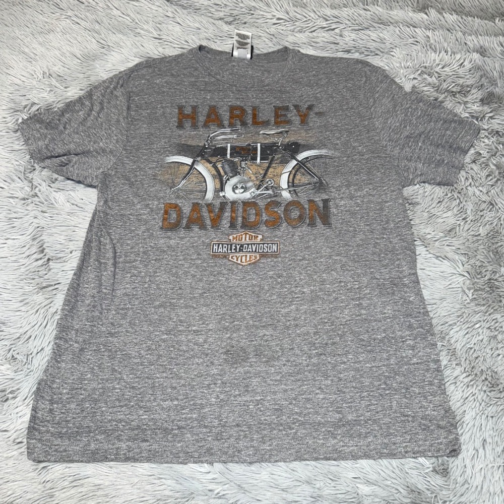 Harley Davidson Mens XL Heather Grey Vintage Motorcycle Graphic T-Shirt Logo